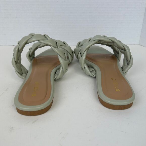 Bamboo Sage Green Braided Strappy Sandals Flats Square Toe Women's 7.5 Shoes - Picture 5 of 8